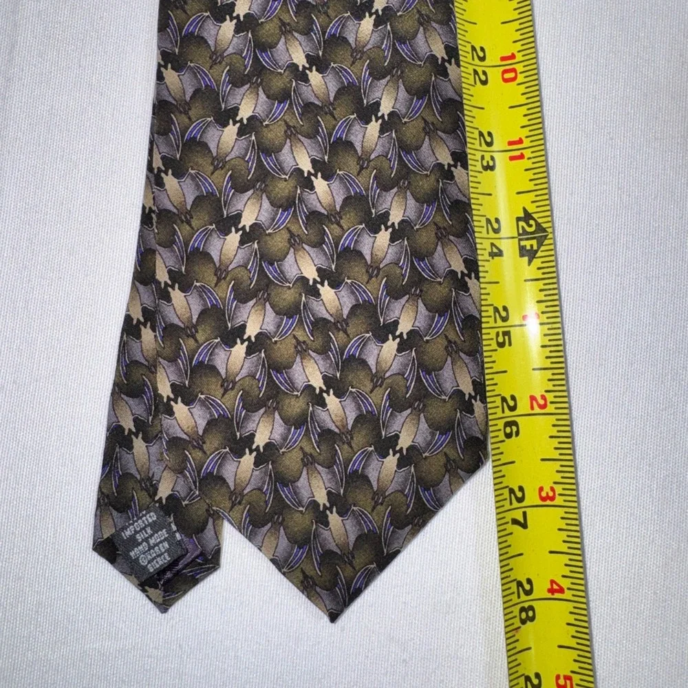 Karen Bierce Nature Conservancy Silk Tie Lot 2 Fruit Bat Dusky‎ Shark Vintage